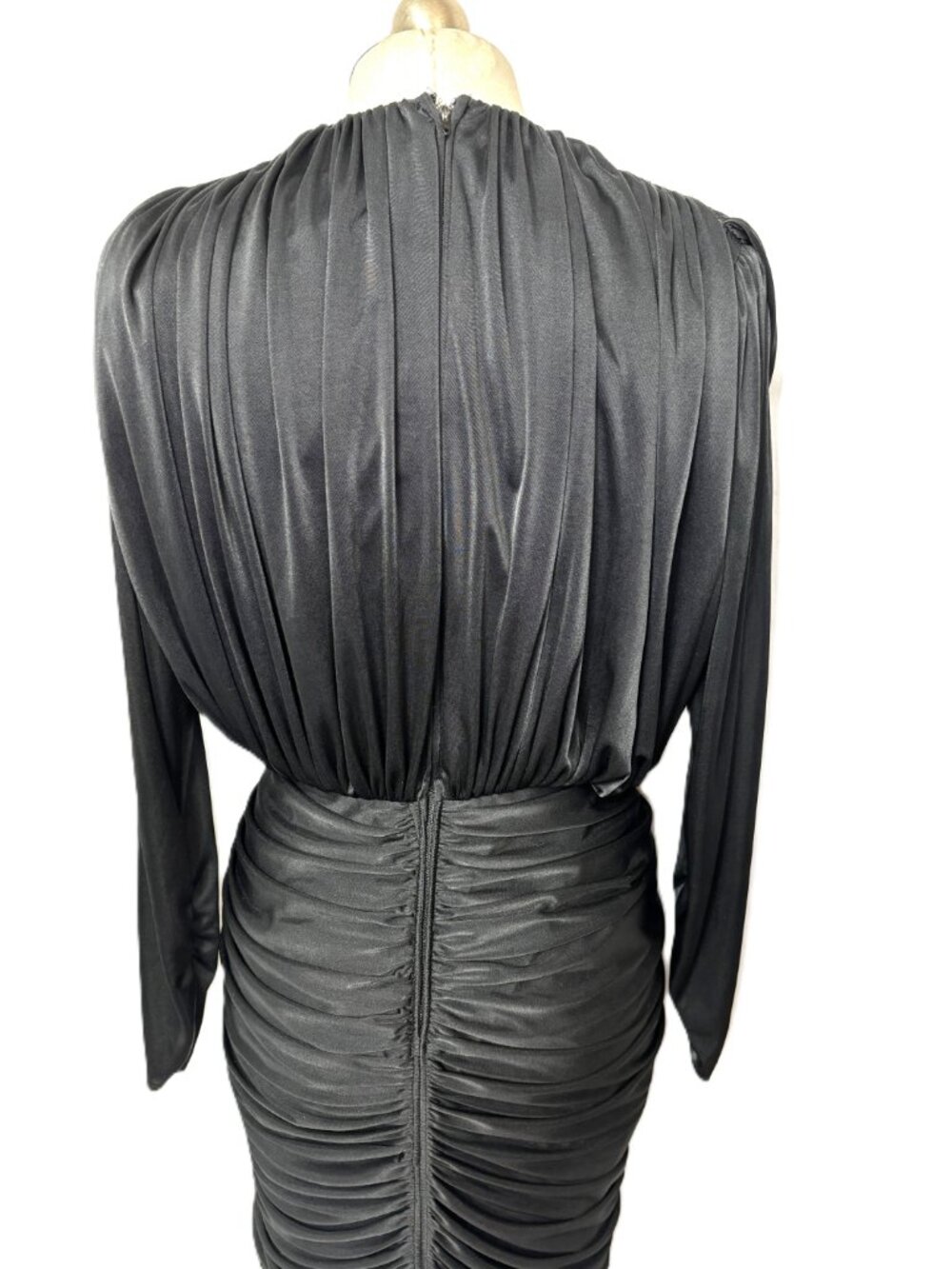 VTG 90’s Lizzy & Johnny by Lucero Blk Draped Faux Wrap Front Sz 6 - Picture 8 of 12